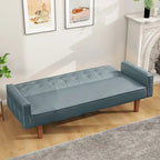 Canapé-lit futon en similicuir PU de 74 po de style milieu de siècle, canapé 3 places capitonné pour salon et chambre à coucher