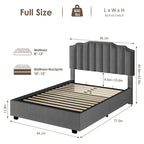 Lit plateforme capitonné en velours gris grand format de style moderne avec rangement pour chambre à coucher