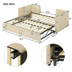 Lit de repos jumeau rembourré beige avec lit gigogne escamotable