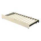 Lit de repos jumeau rembourré beige avec lit gigogne escamotable