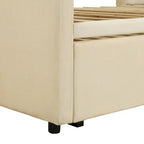 Lit de repos jumeau rembourré beige avec lit gigogne escamotable