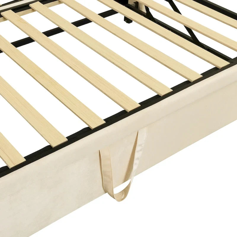 Lit de repos jumeau rembourré beige avec lit gigogne escamotable