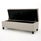 Banc de rangement en lin touffeté Brighton