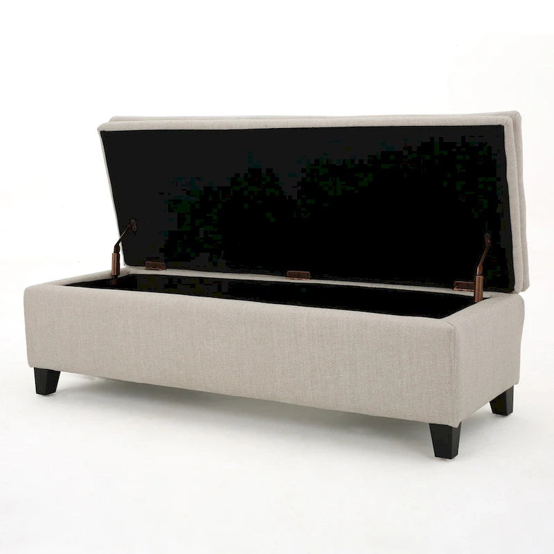 Banc de rangement en lin touffeté Brighton