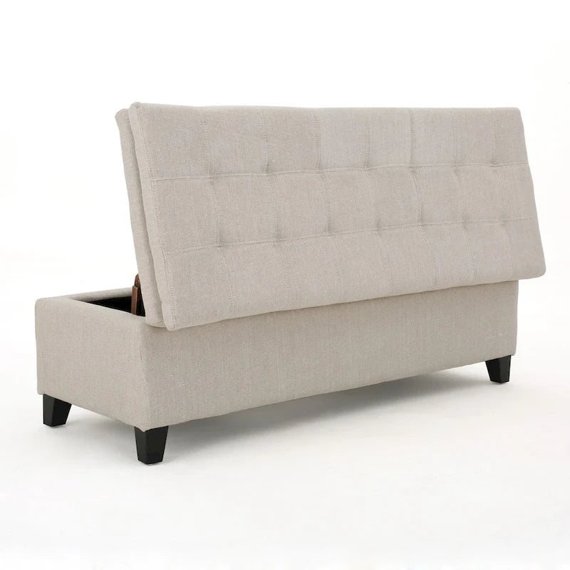 Banc de rangement en lin touffeté Brighton