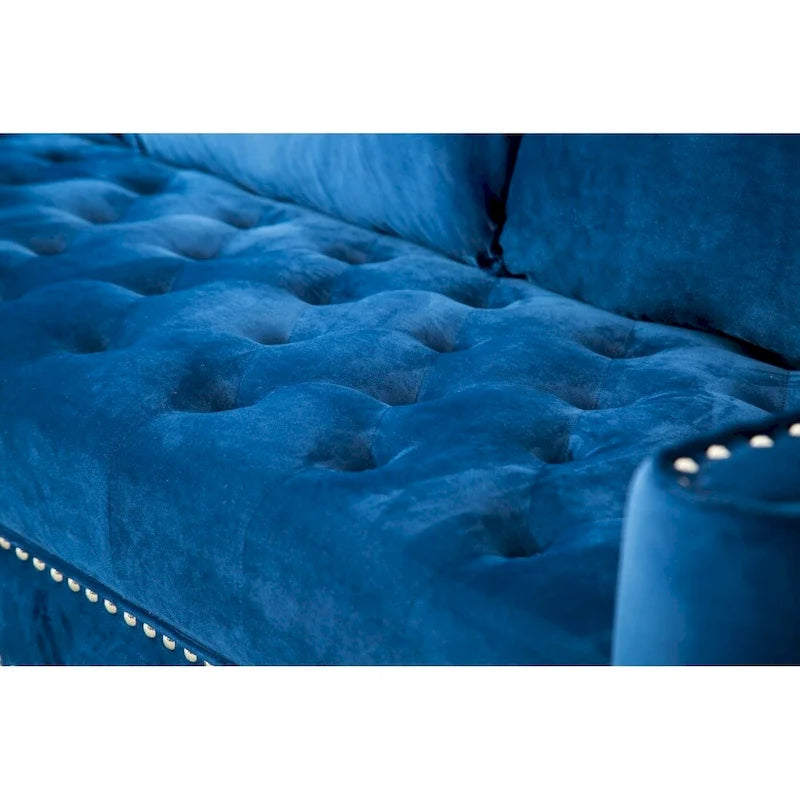 Canapé moderne capitonné en tissu avec pouf