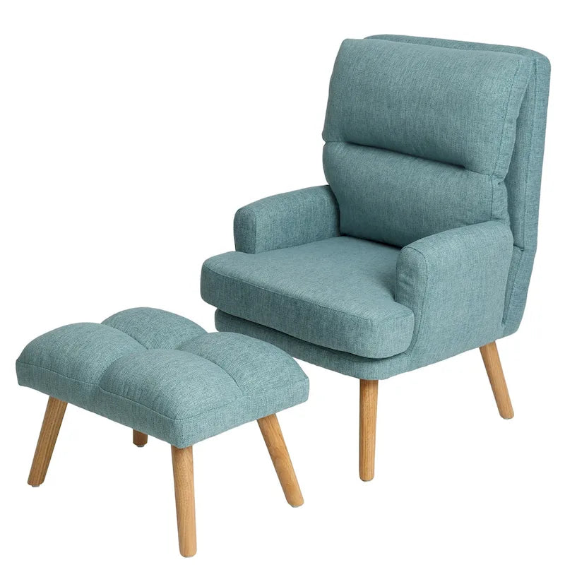 Fauteuil d'appoint en tissu avec pouf