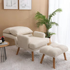 Fauteuil d'appoint en tissu avec pouf