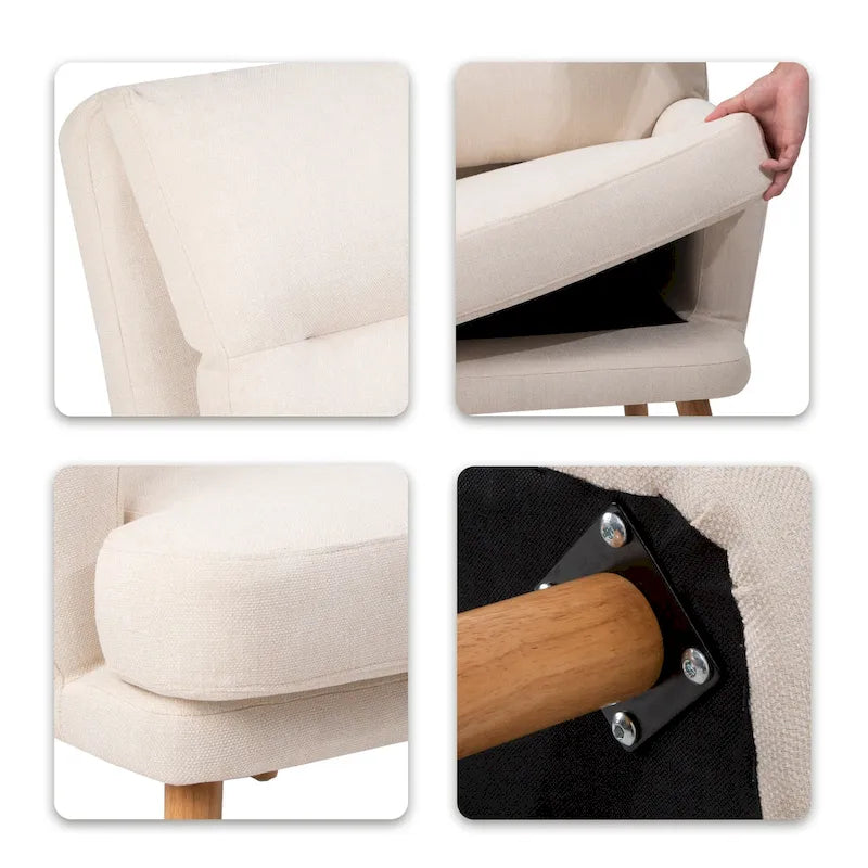 Fauteuil d'appoint en tissu avec pouf
