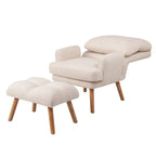 Fauteuil d'appoint en tissu avec pouf
