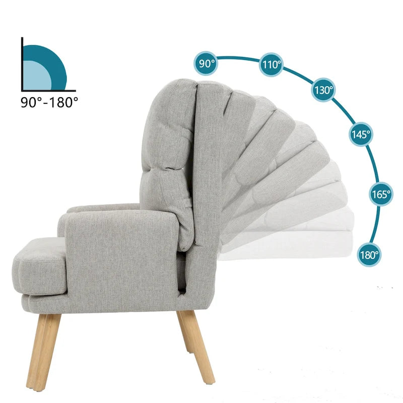 Fauteuil d'appoint en tissu avec pouf