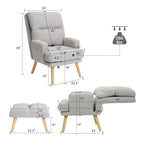 Fauteuil d'appoint en tissu avec pouf