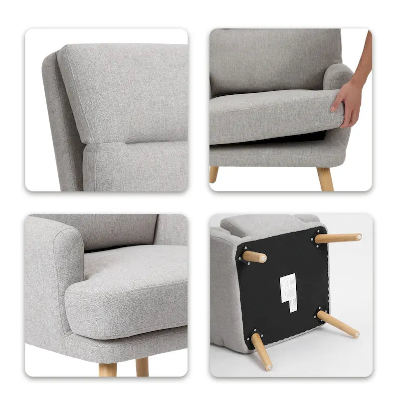 Fauteuil d'appoint en tissu avec pouf