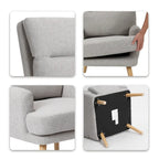 Fauteuil d'appoint en tissu avec pouf