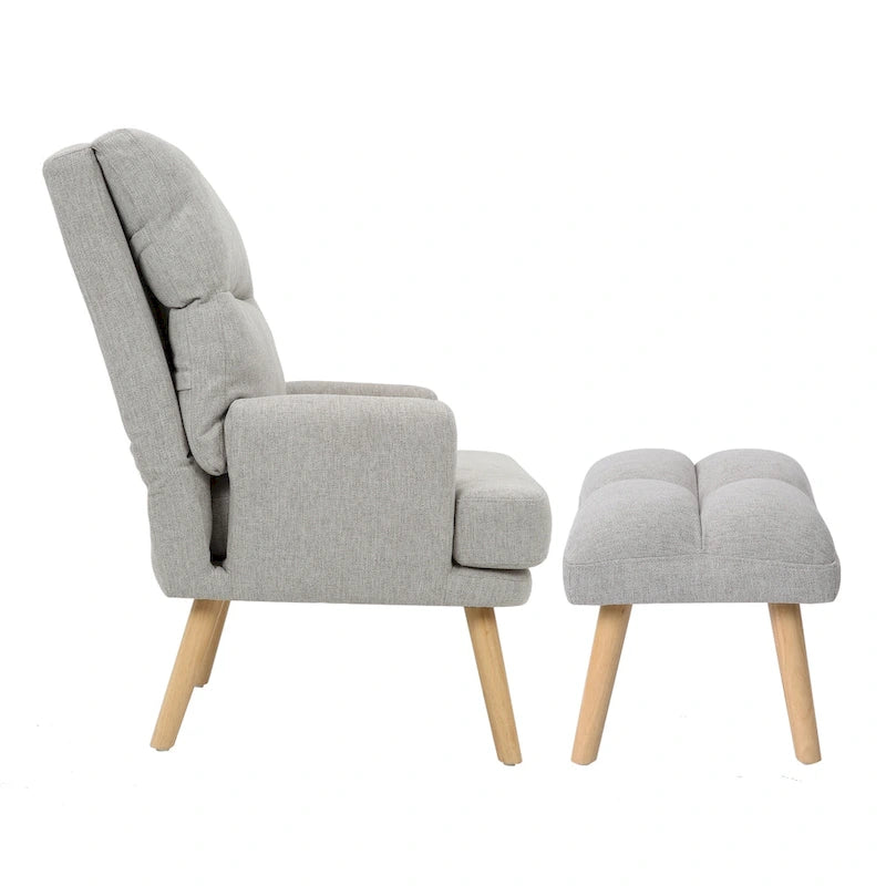 Fauteuil d'appoint en tissu avec pouf