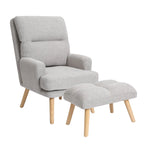 Fauteuil d'appoint en tissu avec pouf