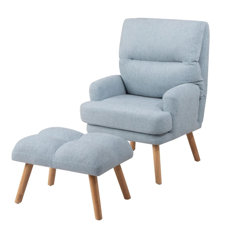 Fauteuil d'appoint en tissu avec pouf