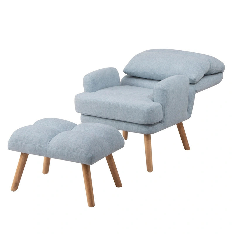 Fauteuil d'appoint en tissu avec pouf