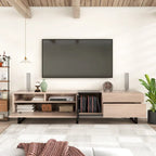 Meuble TV moderne pour téléviseur 80 pouces avec double espace de rangement