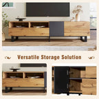 Meuble TV moderne pour téléviseur 80 pouces avec double espace de rangement