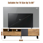 Meuble TV moderne pour téléviseur 80 pouces avec double espace de rangement
