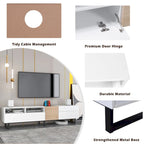 Meuble TV moderne pour téléviseur 80 pouces avec double espace de rangement