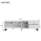 Meuble TV moderne pour téléviseur 80 pouces avec double espace de rangement