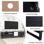Meuble TV moderne pour téléviseur 80 pouces avec double espace de rangement