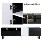 Meuble TV moderne pour téléviseur 80 pouces avec double espace de rangement
