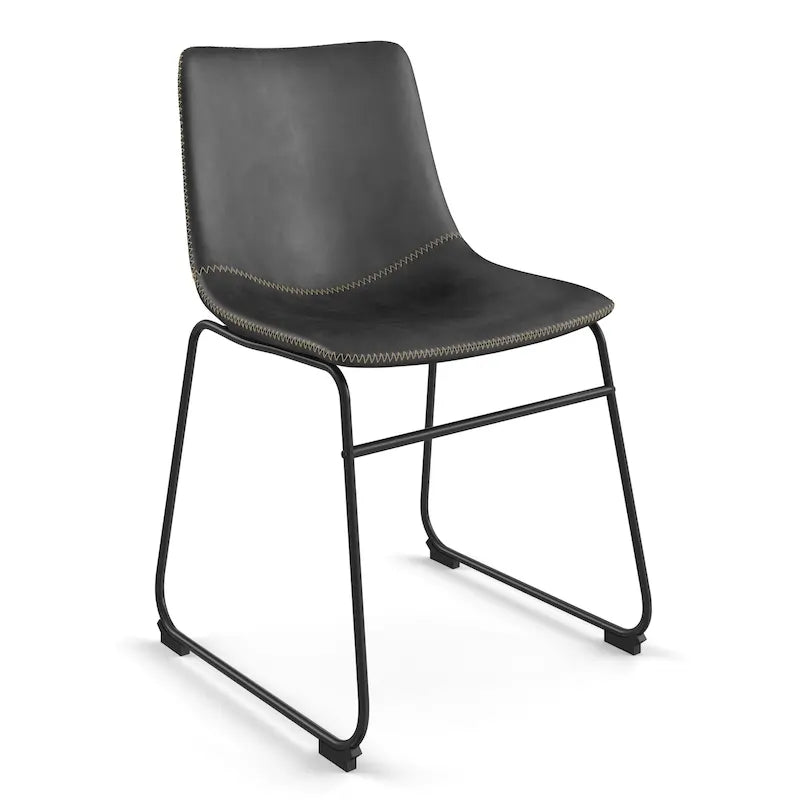 Chaises d'appoint Petra en cuir végétalien avec pieds noirs (2 pièces)