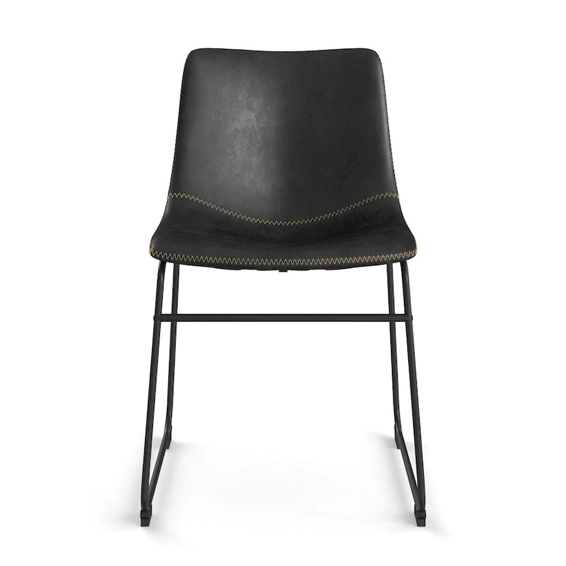 Chaises d'appoint Petra en cuir végétalien avec pieds noirs (2 pièces)