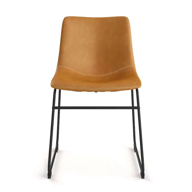 Chaises d'appoint Petra en cuir végétalien avec pieds noirs (2 pièces)
