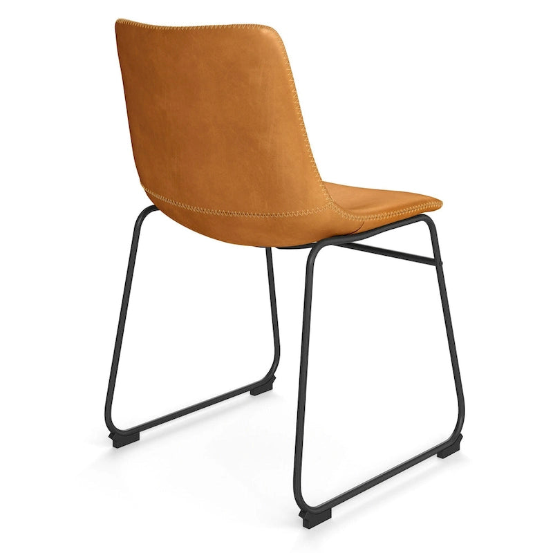 Chaises d'appoint Petra en cuir végétalien avec pieds noirs (2 pièces)
