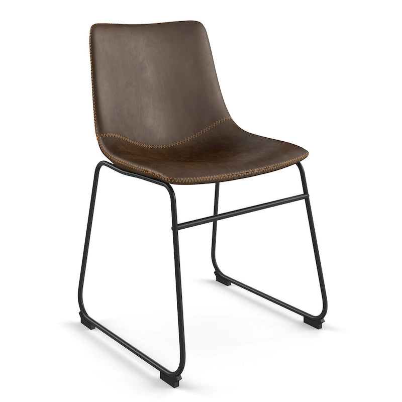 Chaises d'appoint Petra en cuir végétalien avec pieds noirs (2 pièces)