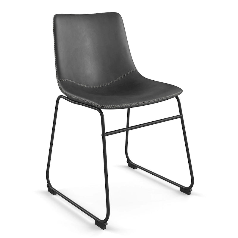 Chaises d'appoint Petra en cuir végétalien avec pieds noirs (2 pièces)