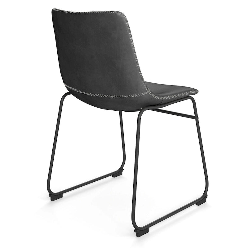 Chaises d'appoint Petra en cuir végétalien avec pieds noirs (2 pièces)