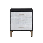 Table de chevet Myles, Blanc, finition champagne et or