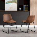 Chaises de salle à manger sans accoudoirs en similicuir avec structure en métal UC-13BRN (2 pièces)