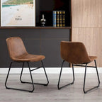 Chaises de salle à manger sans accoudoirs en similicuir avec structure en métal UC-13BRN (2 pièces)