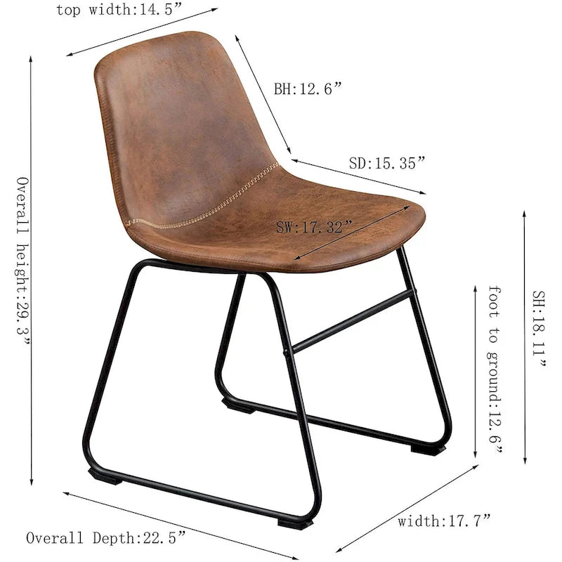 Chaises de salle à manger sans accoudoirs en similicuir avec structure en métal UC-13BRN (2 pièces)