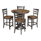 Table à manger de 91 cm de hauteur comptoir en bois massif avec 4 tabourets
