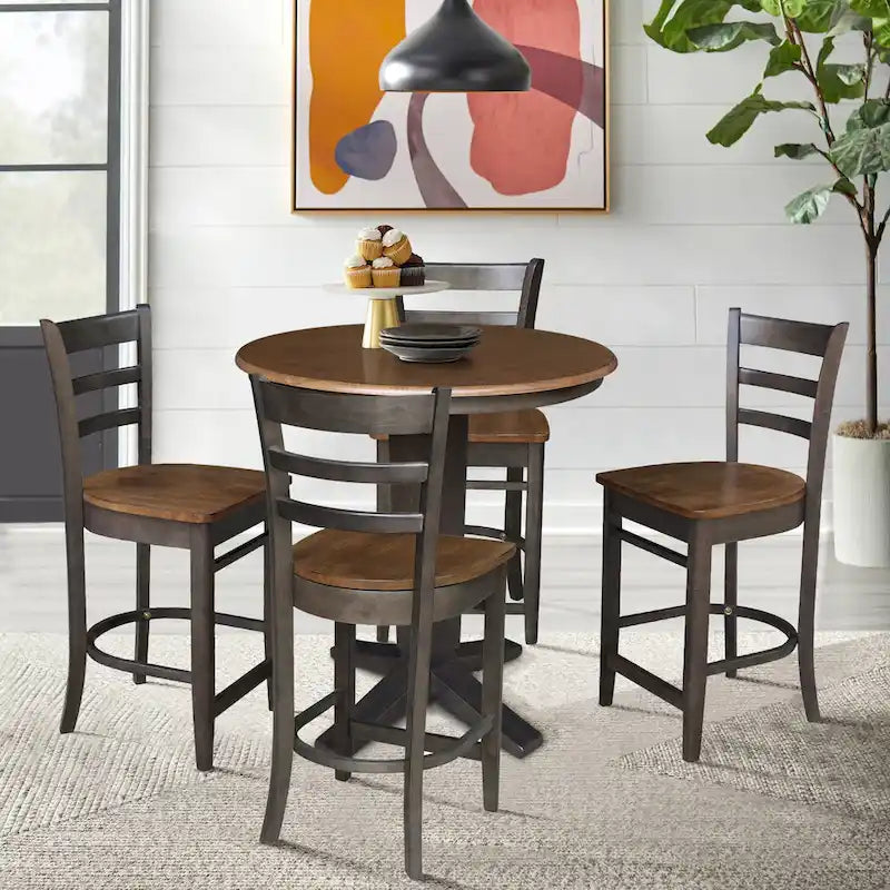 Table à manger de 91 cm de hauteur comptoir en bois massif avec 4 tabourets