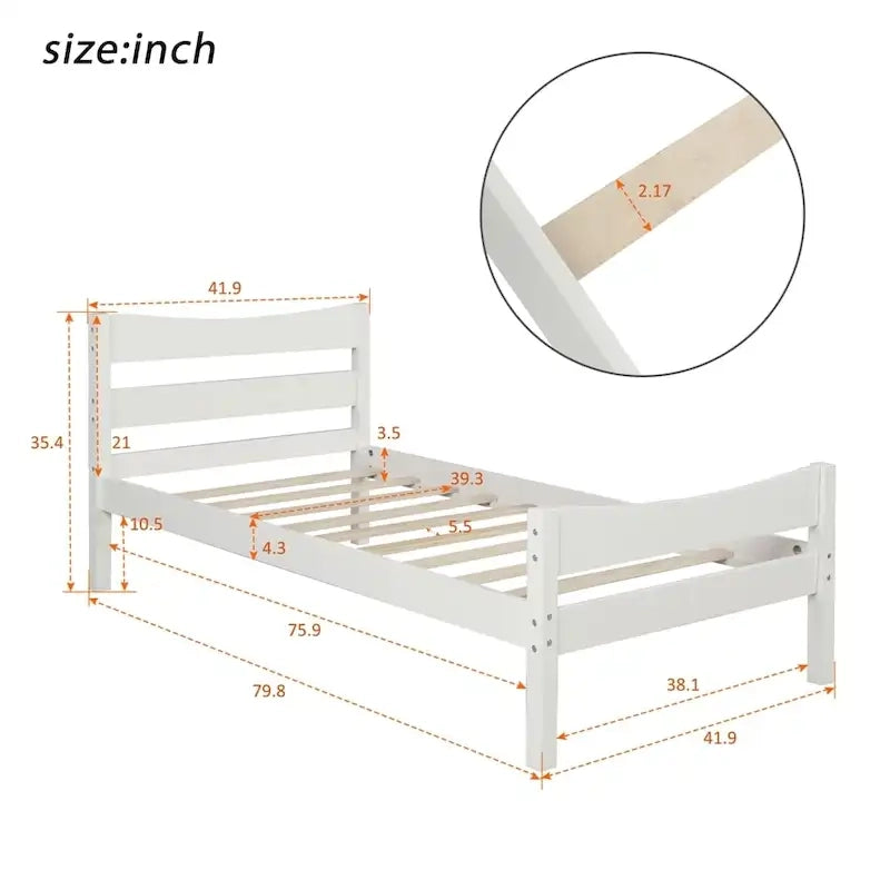 Lit plateforme en bois avec tête de lit