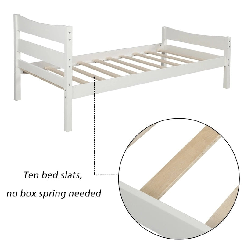 Lit plateforme en bois avec tête de lit