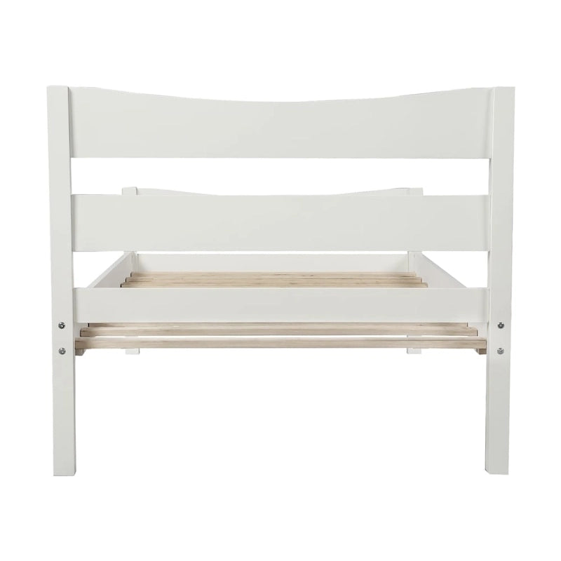 Lit plateforme en bois avec tête de lit