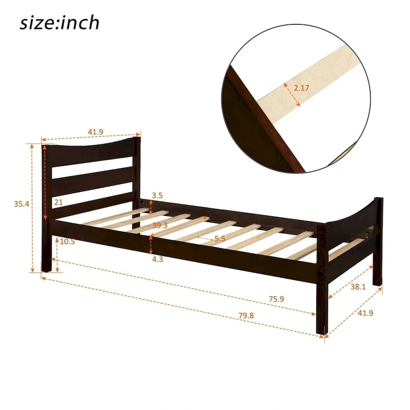 Lit plateforme en bois avec tête de lit