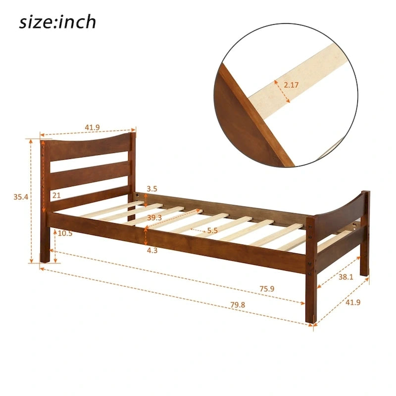 Lit plateforme en bois avec tête de lit