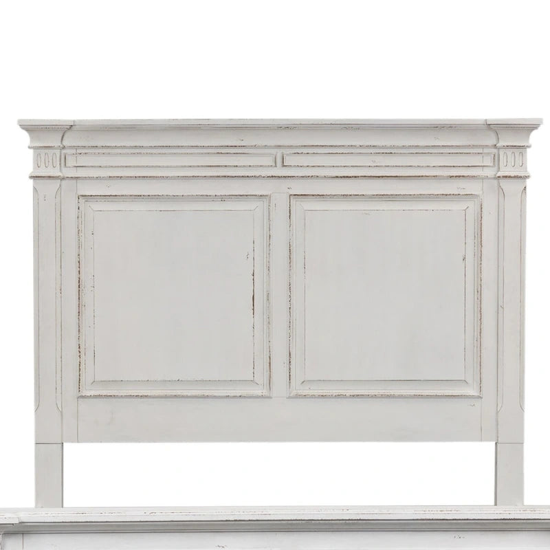 Tête de lit à panneaux Queen Abbey Park marron vieilli et blanc antique