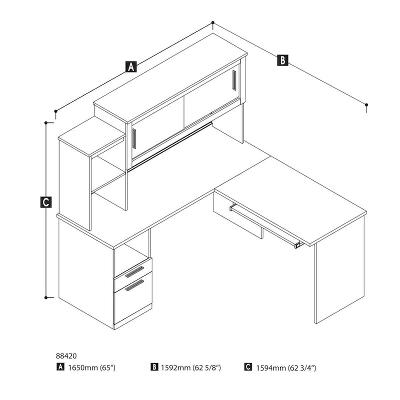 Bureau réversible en mélamine en forme de L Dayton