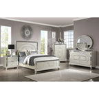 Lit à panneaux sculptés Luela Glam Boho Champagne en bois
